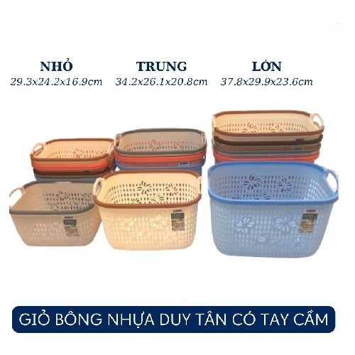 Giỏ bông nhựa Duy Tân có tay cầm